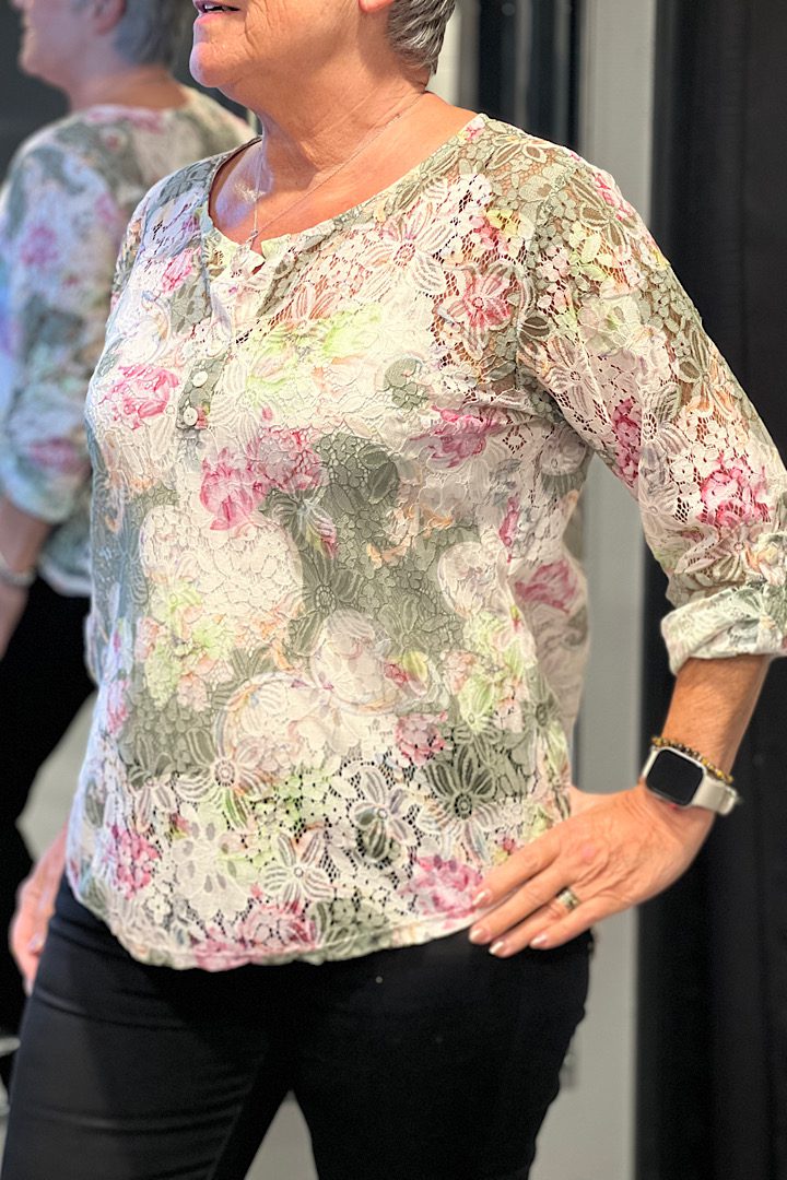 Bloemenprint Kant Dames Blouse