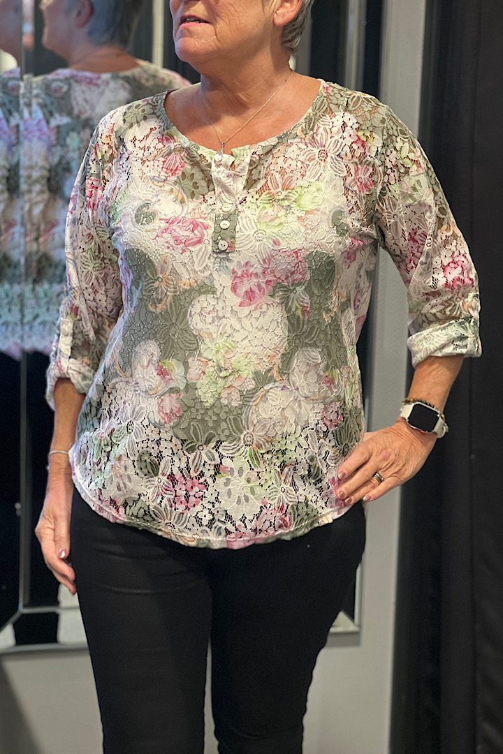 Bloemenprint Kant Dames Blouse