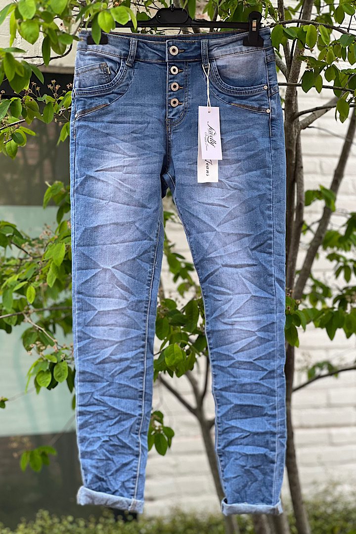 Jewelly jeans met knoopsluiting blauw