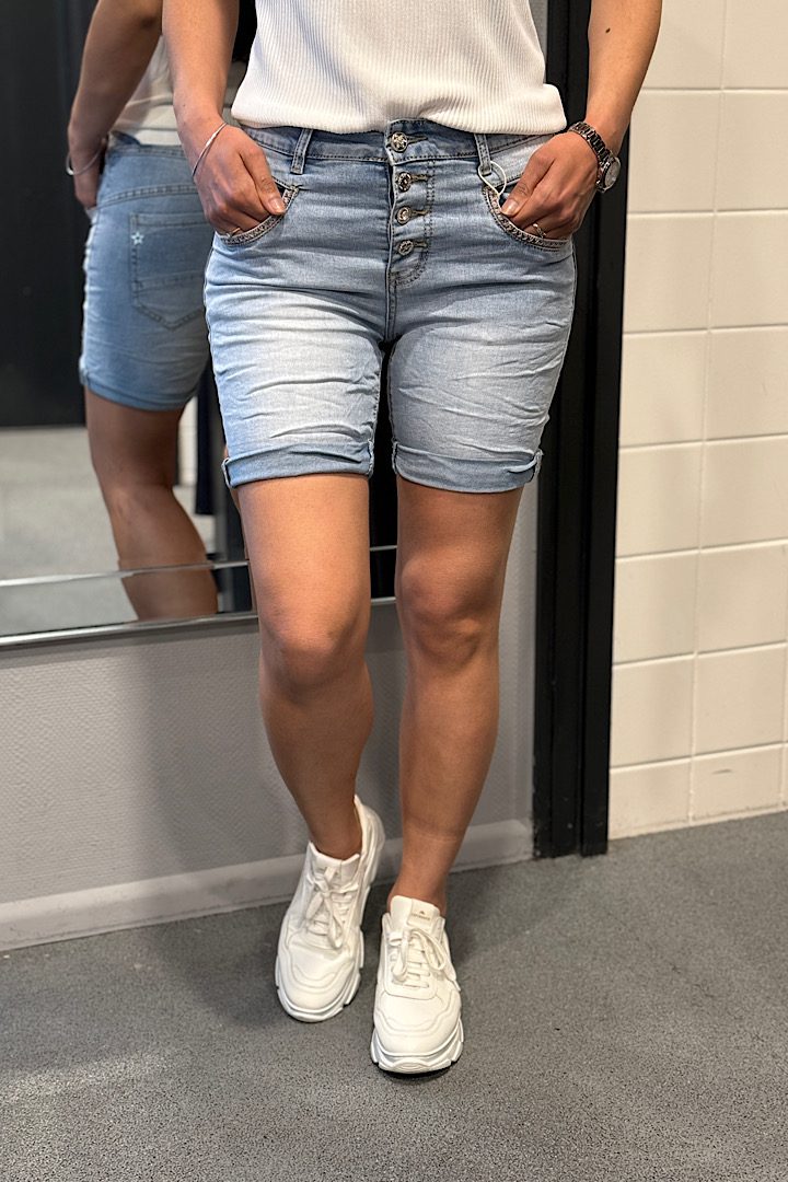 Jewelly jeans Fancy knopen short blauw