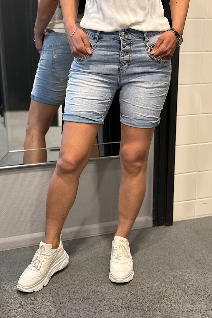 Jewelly jeans Fancy knopen short blauw
