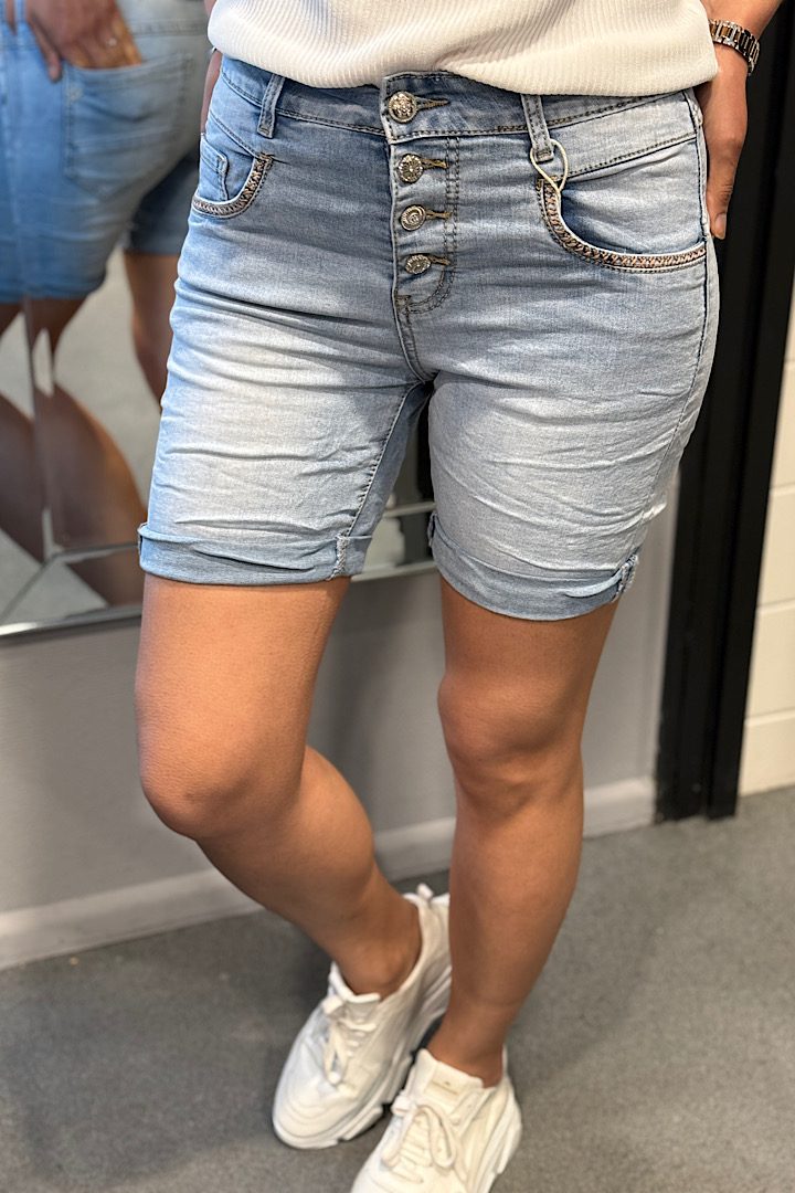 Jewelly jeans Fancy knopen short blauw