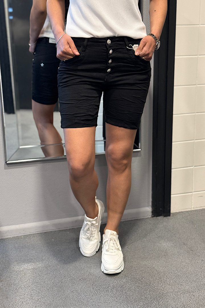 Jewelly jeans fancy Knopen short zwart