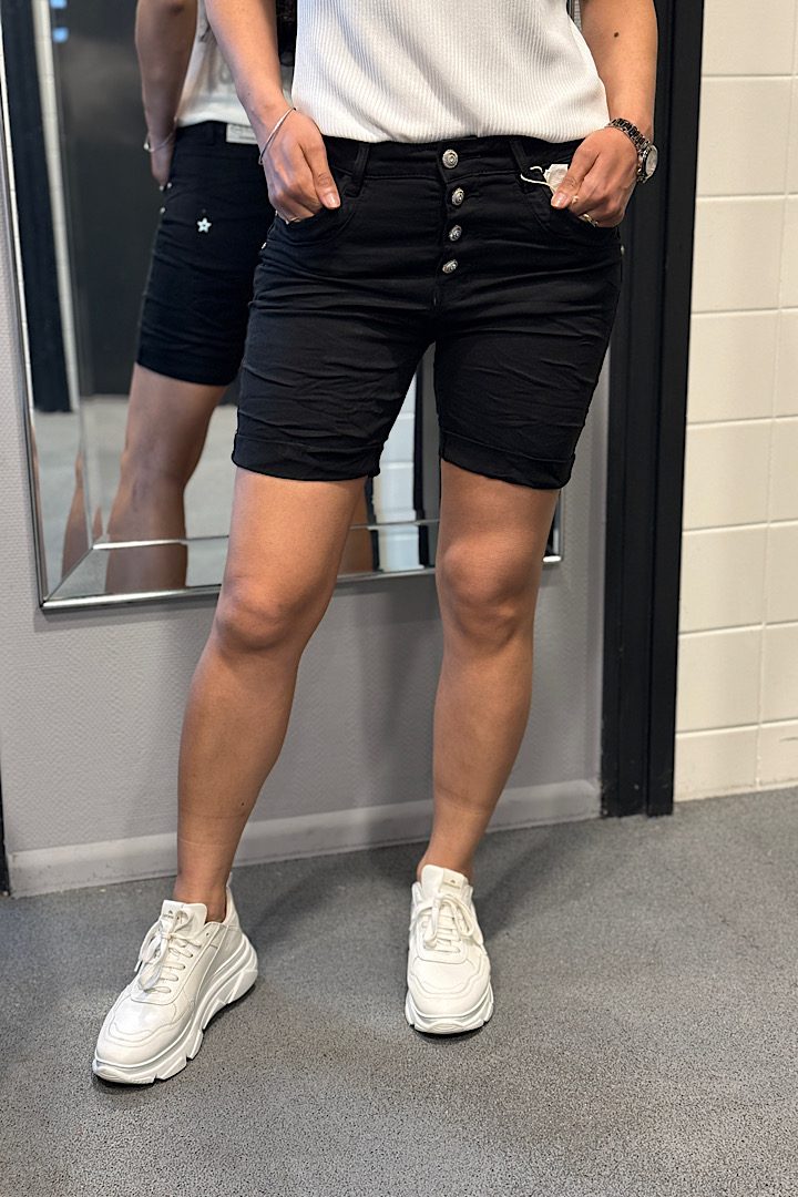 Jewelly jeans fancy Knopen short zwart