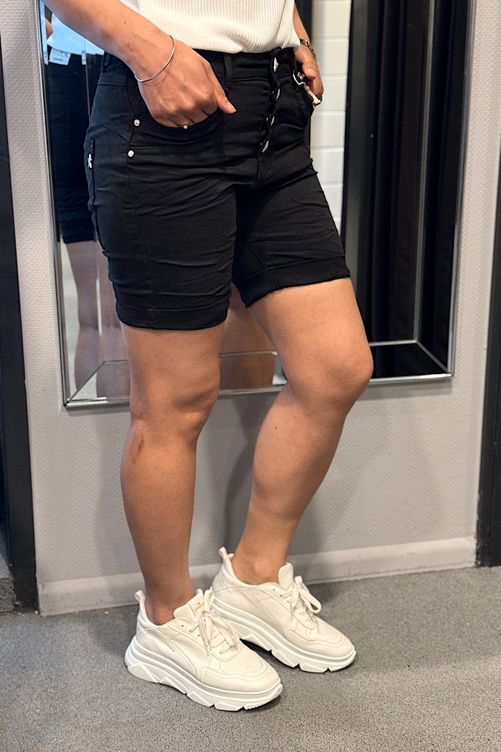 Jewelly jeans fancy Knopen short zwart