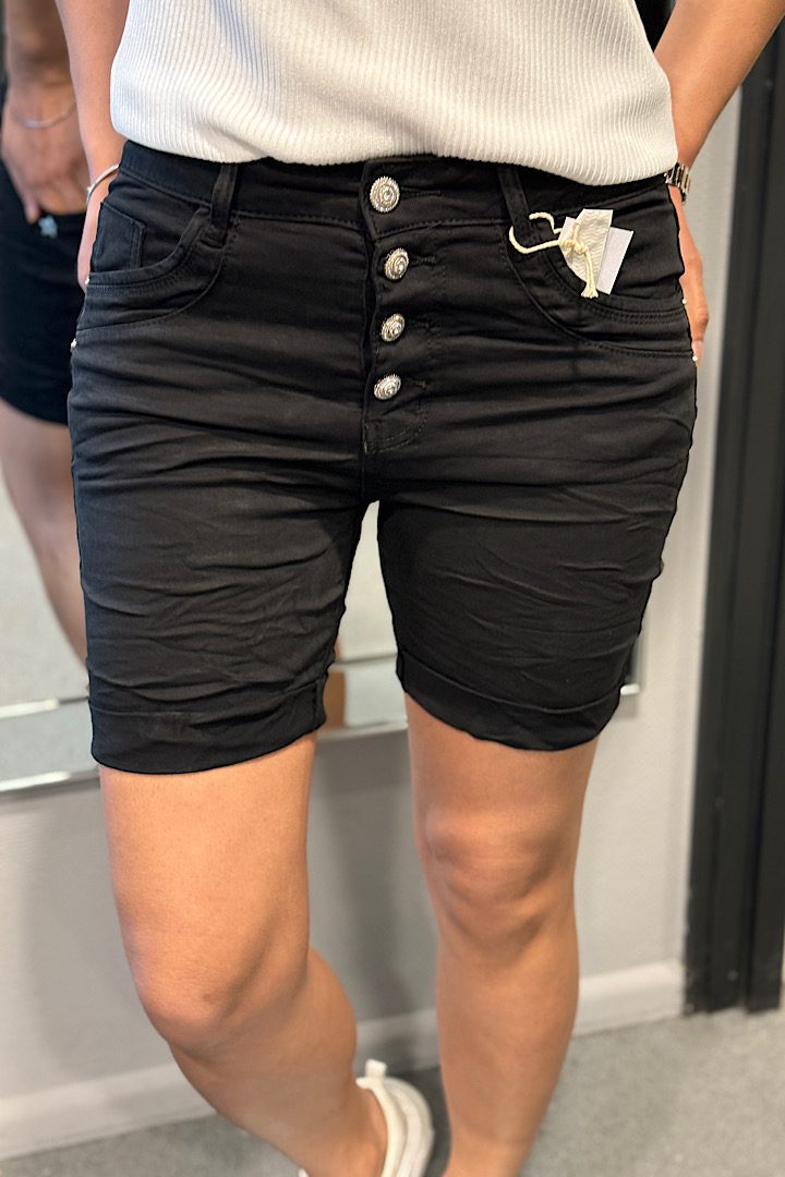 Jewelly jeans fancy Knopen short zwart