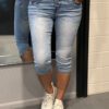 Jewelly jeans Capri Fancy knopen blauw