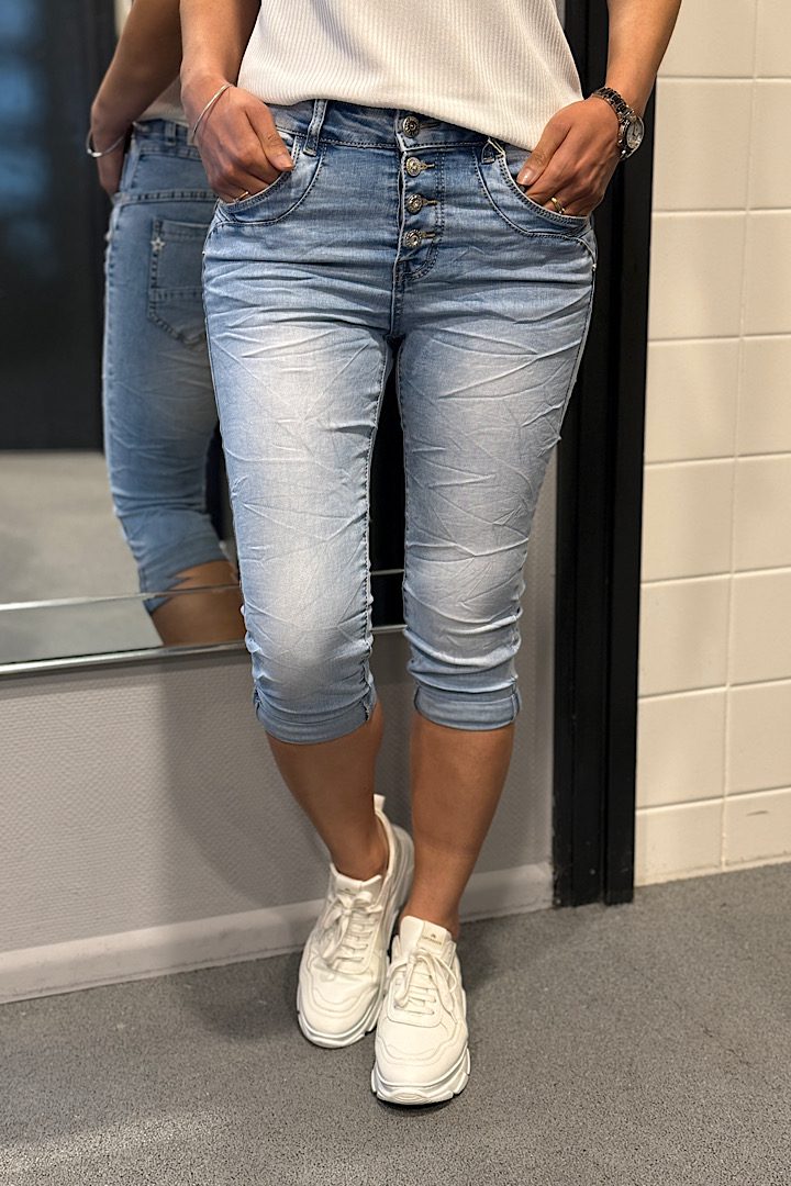 Jewelly jeans Capri Fancy knopen blauw