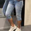 Jewelly jeans Capri Fancy knopen blauw
