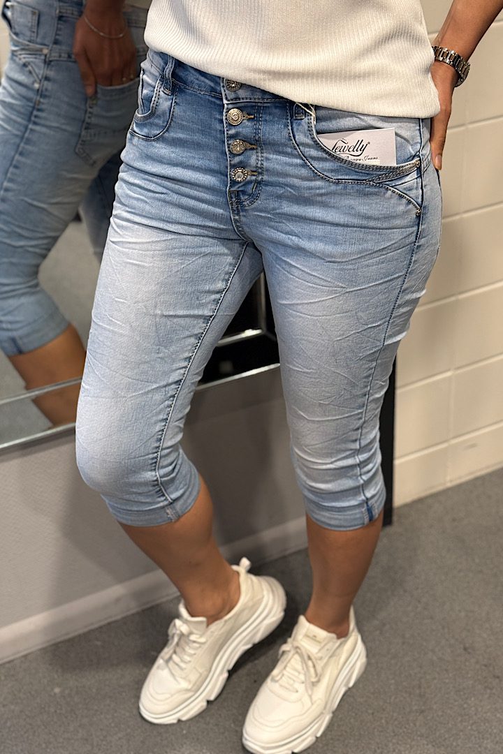 Jewelly jeans Capri Fancy knopen blauw