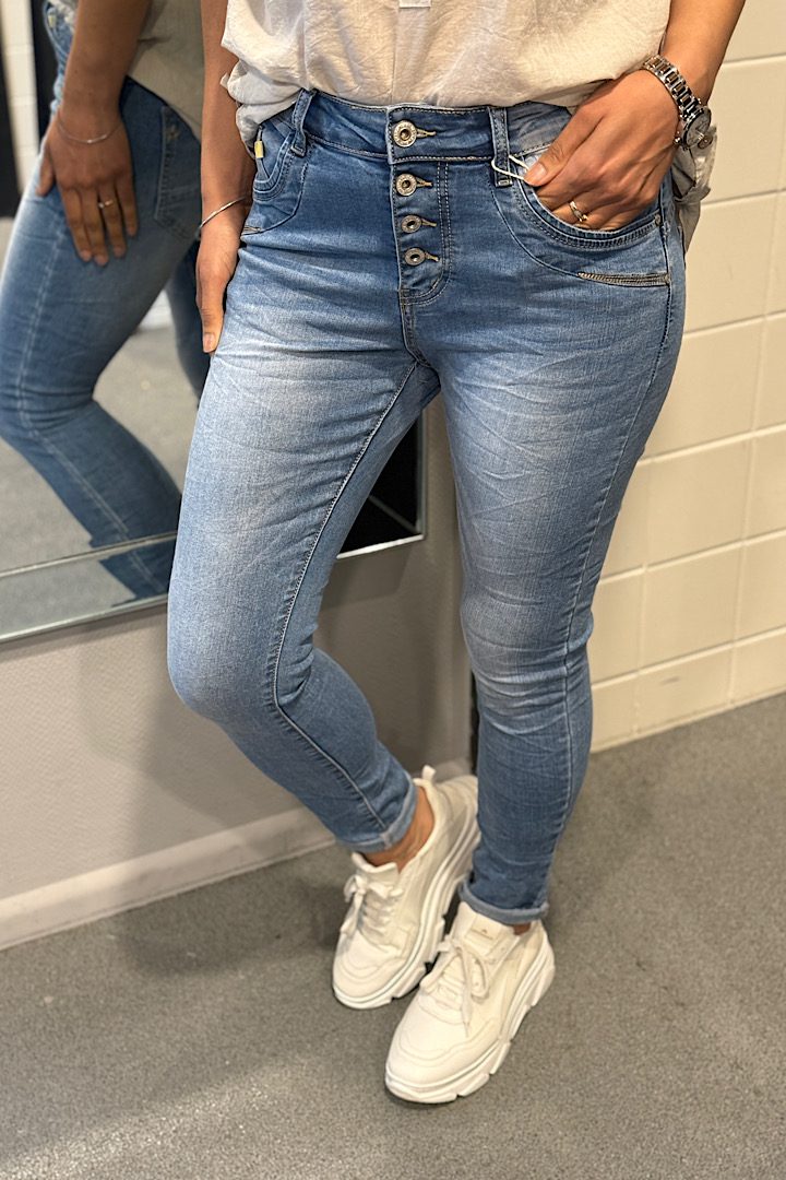 Jewelly jeans met knoopsluiting blauw