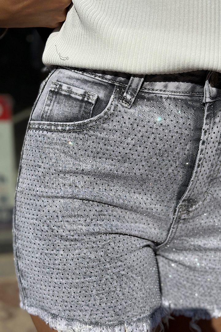 Denim Short Kathy Sparkling Grijs