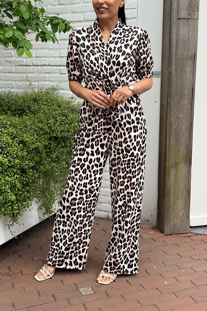 Travelstof Jumpsuit met Panterprint