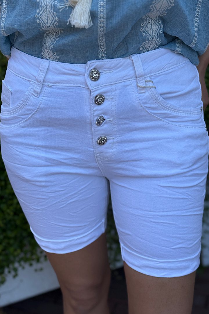 Jewelly jeans Fancy knopen short wit