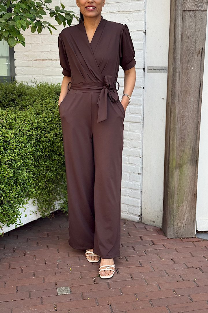 Travelstof Jumpsuit wijde pijpen