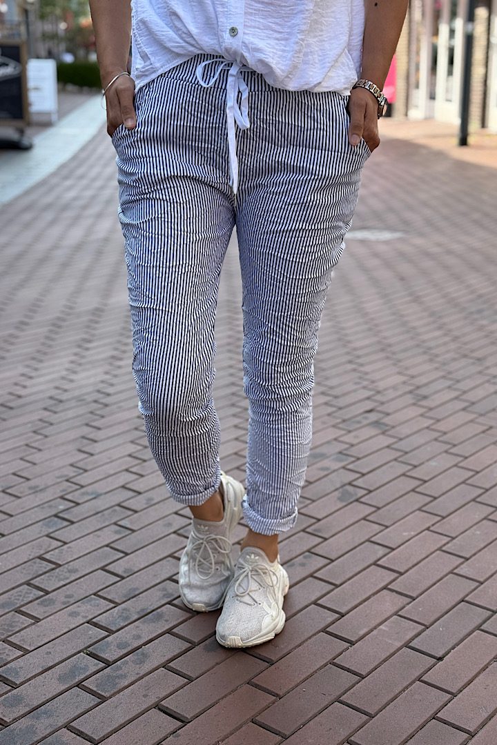 Stretchbroek met strepen