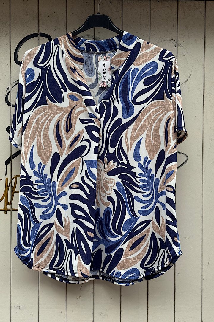 Travel blouse printed met korte mouwen