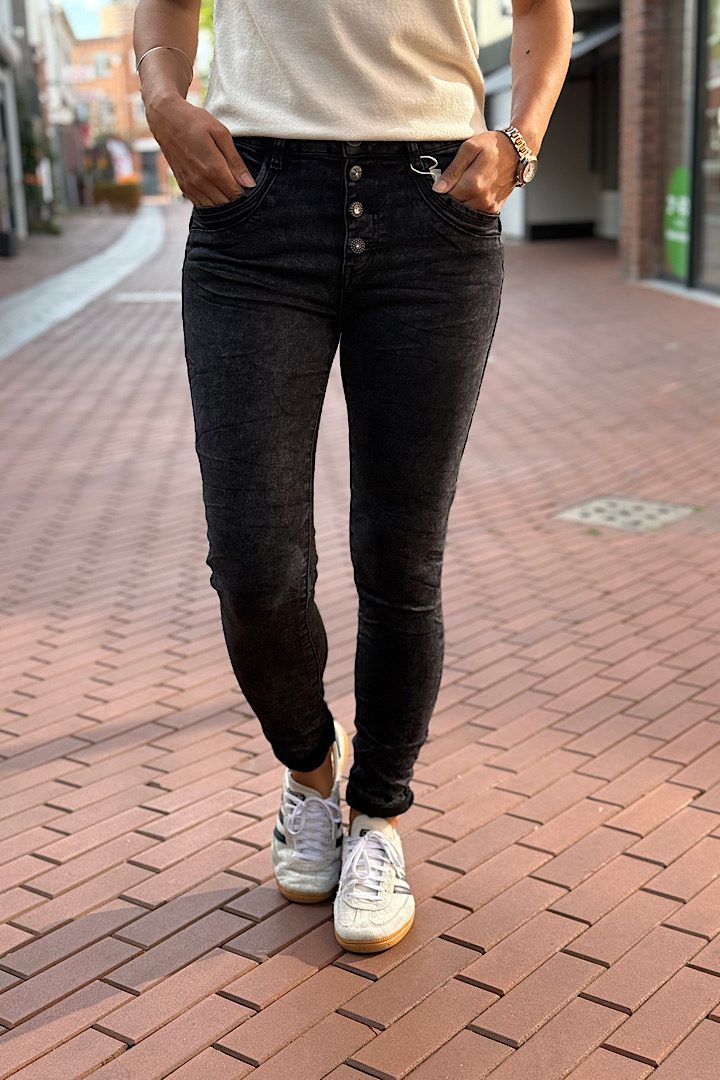 Jewelly high waist jeans Fancy knopensluiting