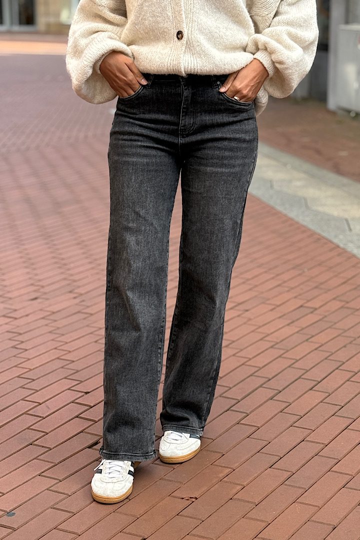 Goodies Jeans wide leg donkergrijs