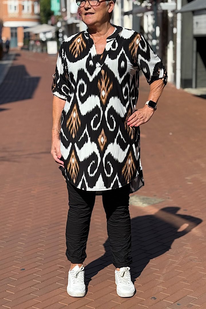 Travelstof tuniek met print