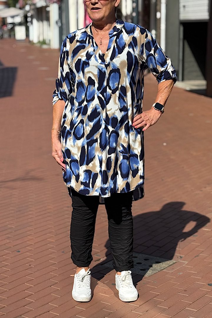 Travelstof tuniek met print