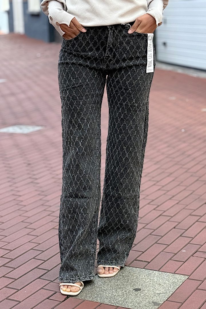Hello Miss wide leg Jeans zwart/grijs