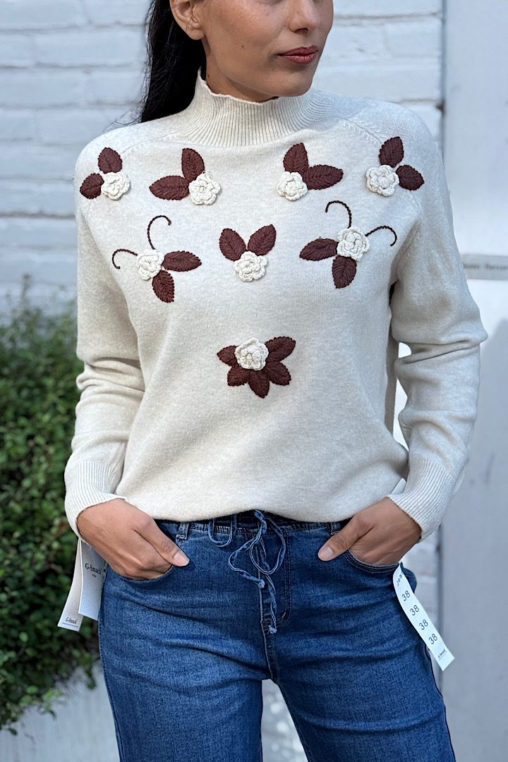 Trui Turtle neck bloemen