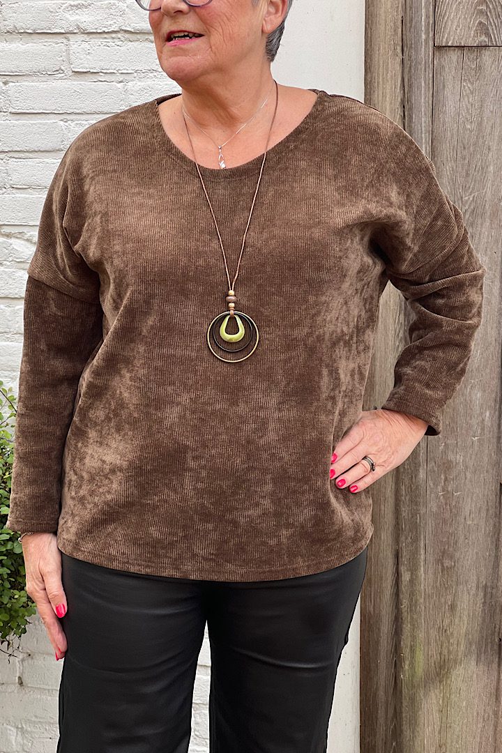 Rib sweater Uni met ketting