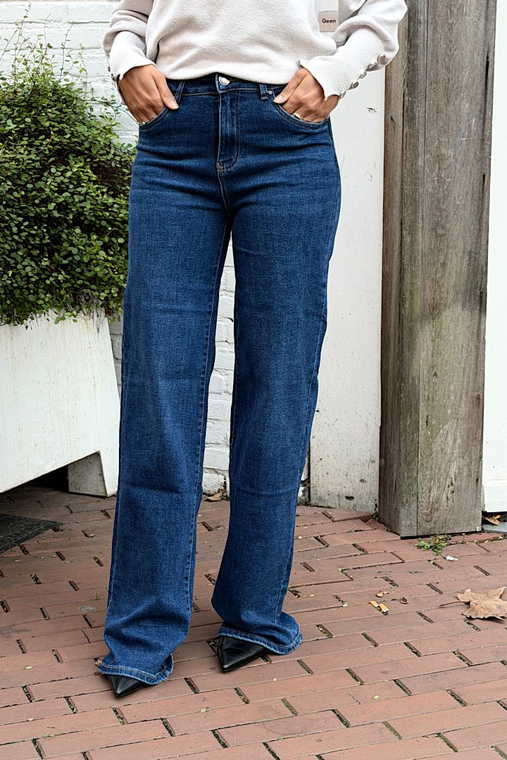 DJ2758T Goodies Jeans wide leg EXTRA LONG donkerblauw