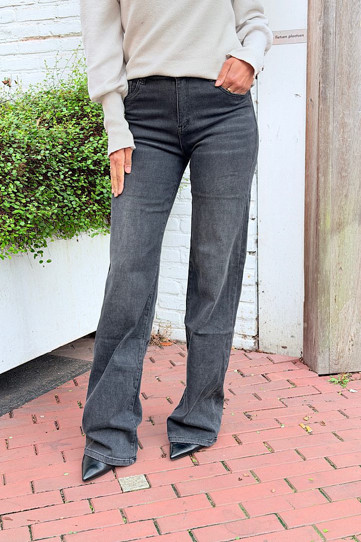 DJ2761T Goodies Jeans wide leg EXTRA LONG zwart/grijs