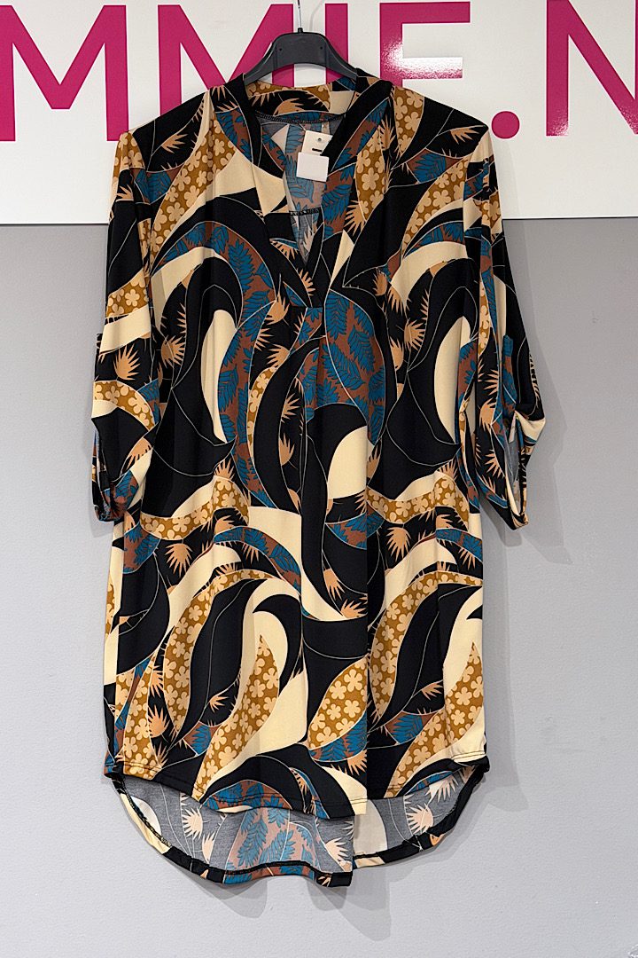 Travelstof tuniek met print