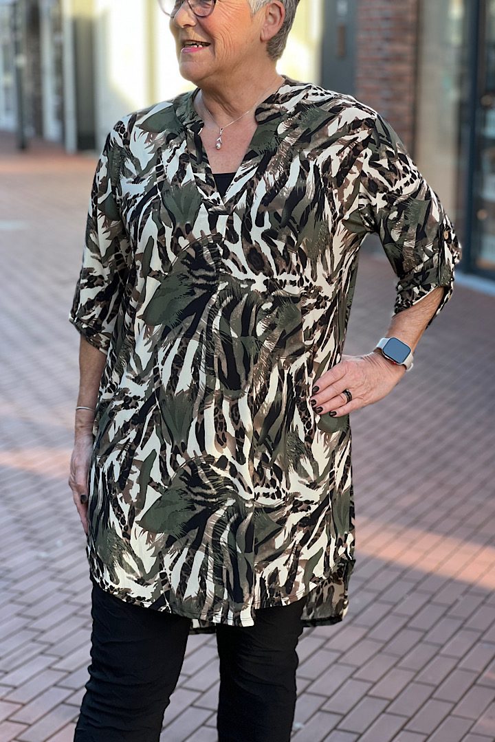 Travelstof tuniek met print