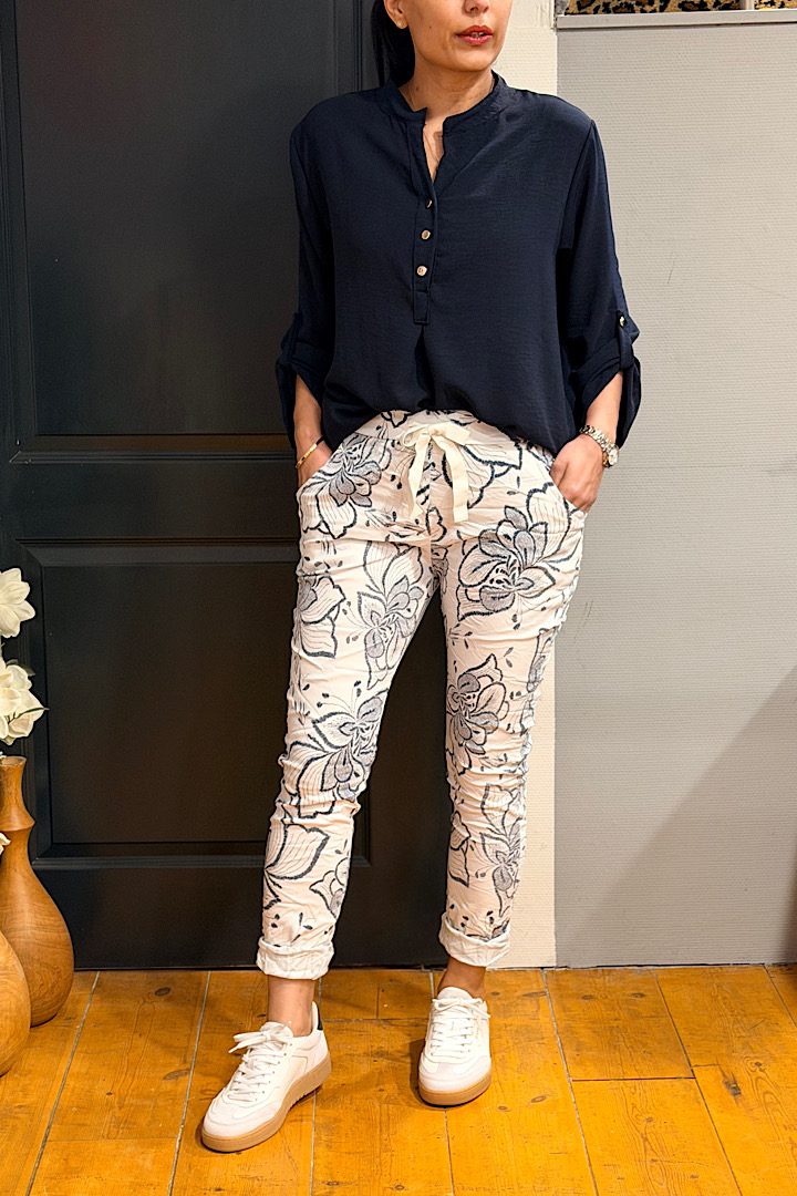 Basic Stretchbroek met print one size 38/44