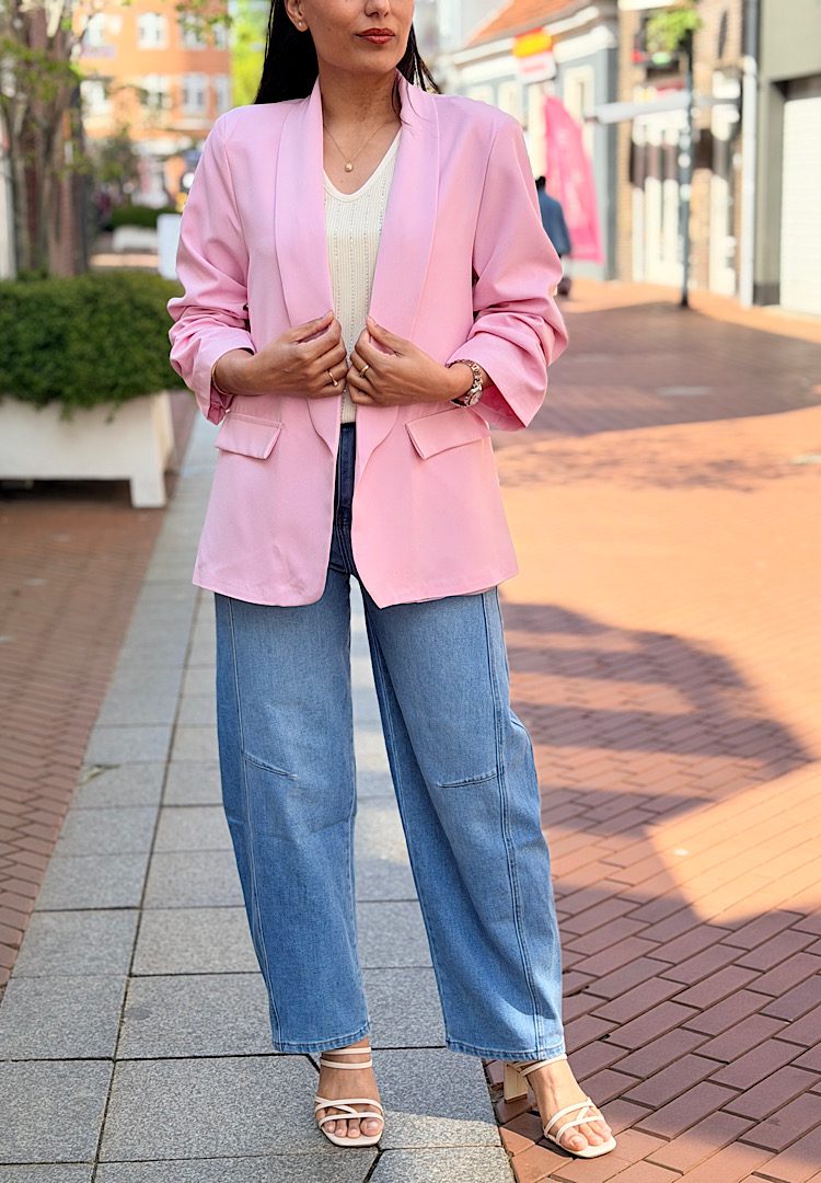 Basic Blazer met Geshopte Mouwen