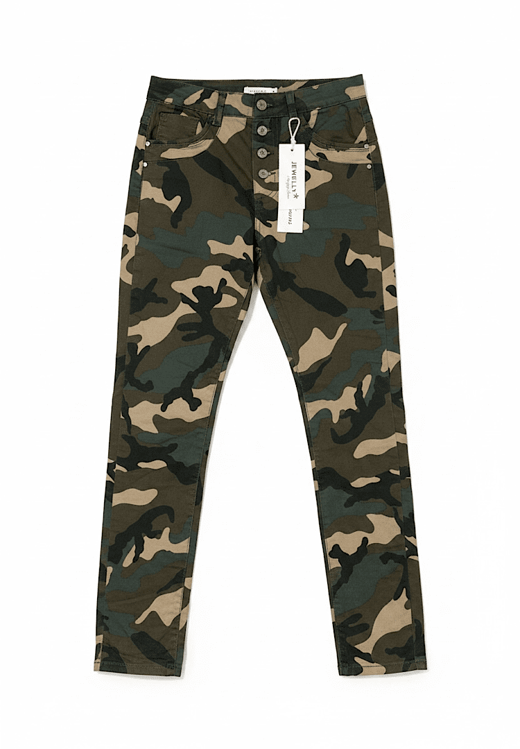 Jewelly high waist jeans knopensluiting