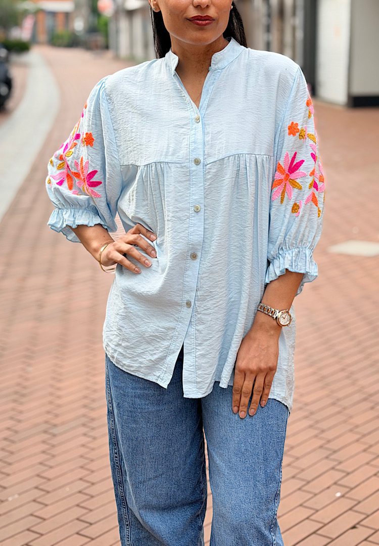 Geborduurde Bloemen Blouse