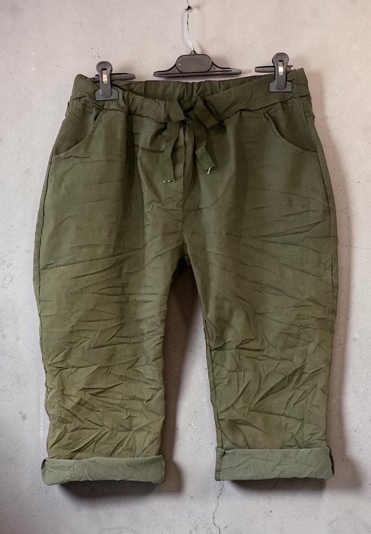 Basic Capri Stretchbroek Legergroen One Size 44/48