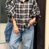 Check Blouse met Ballonmouwen - Thumbnail Image 1