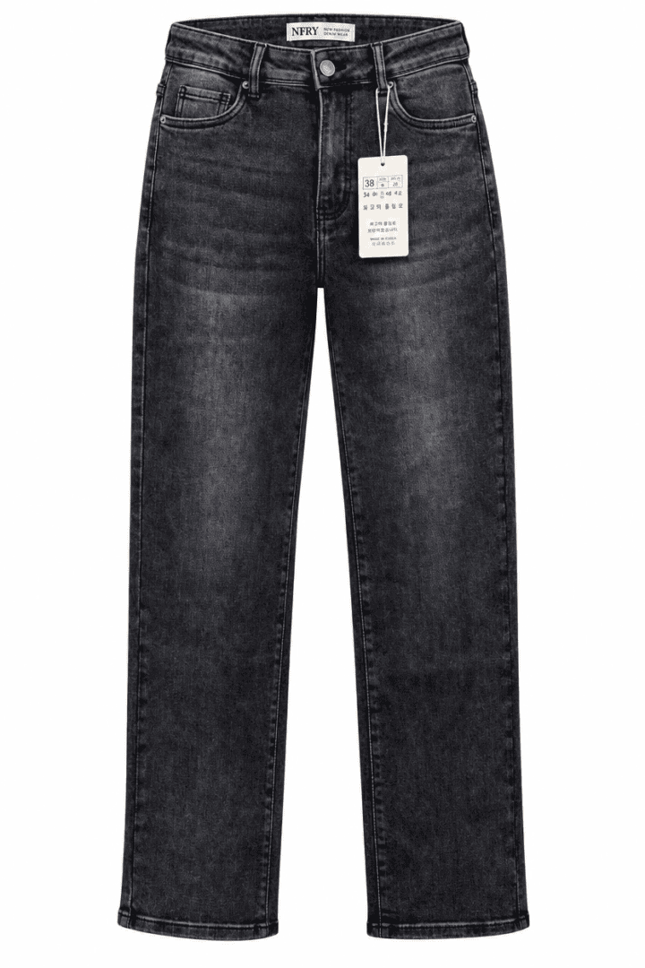 Norfy Straight Leg Spijkerbroek – Curved Zwart - Afbeelding 1
