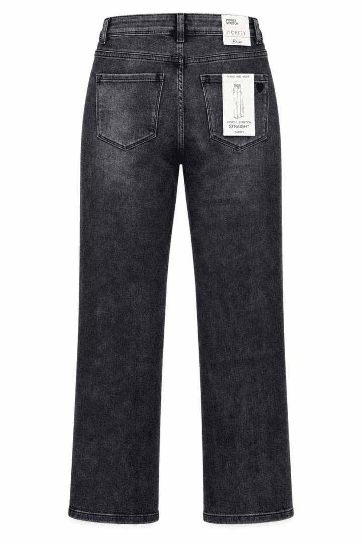 Norfy Straight Leg Spijkerbroek – Curved Zwart - Afbeelding 2