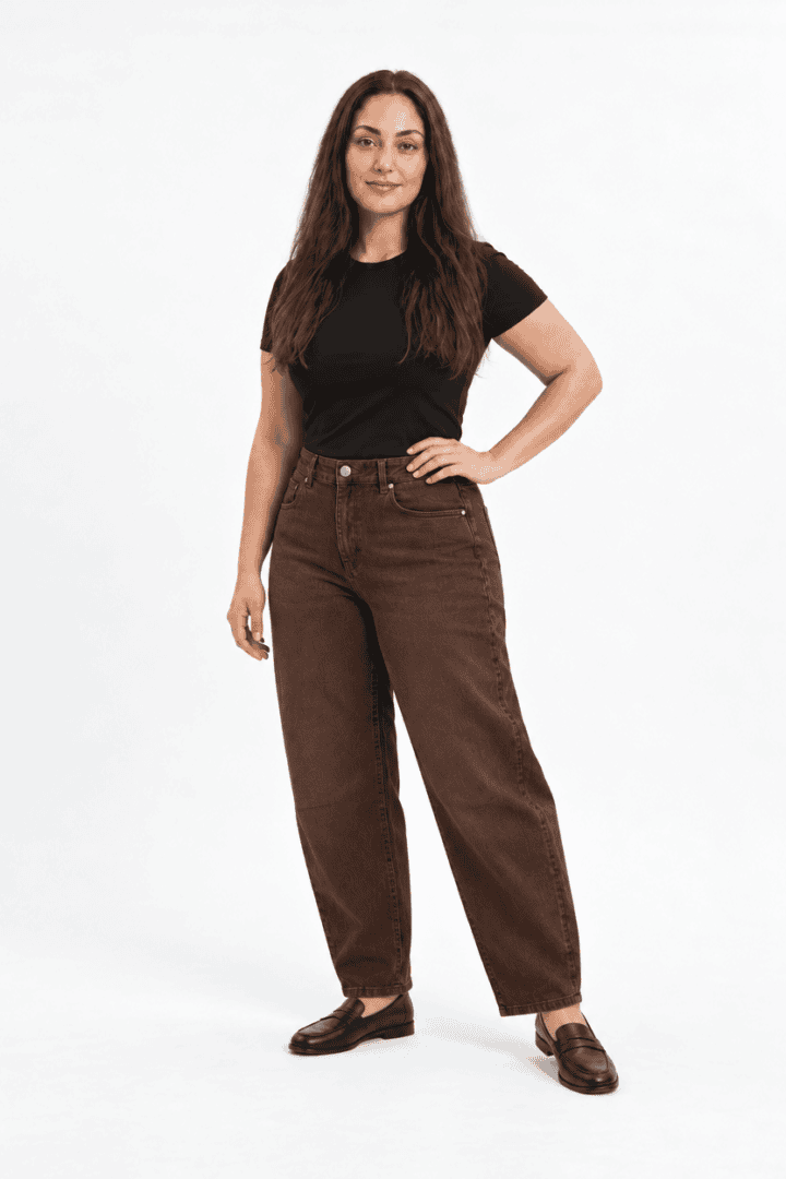 Norfy Barrel Jeans -Cuvred Bruin - Afbeelding 3