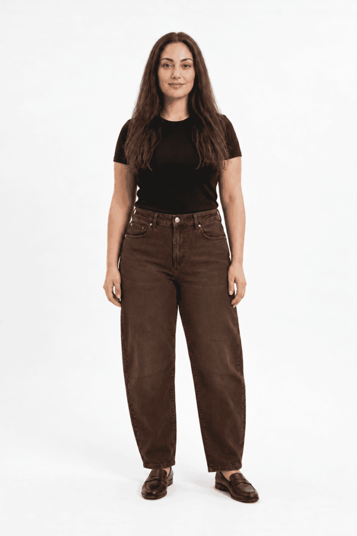 Norfy Barrel Jeans -Cuvred Bruin - Afbeelding 4