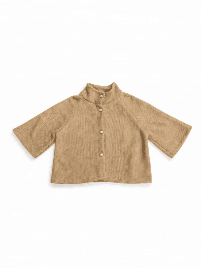 Bouclé Vest met Parelknopen  - Afbeelding 1